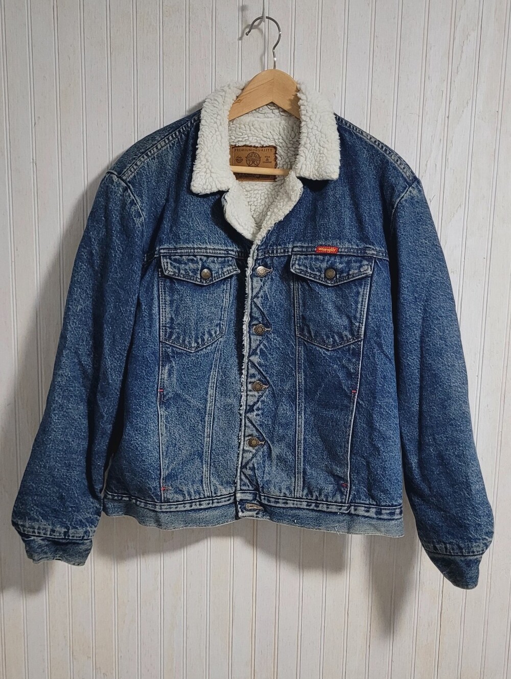 Vintage 90s Wrangler Sherpa Denim Trucker Jacket Coat No Tag Fits XL